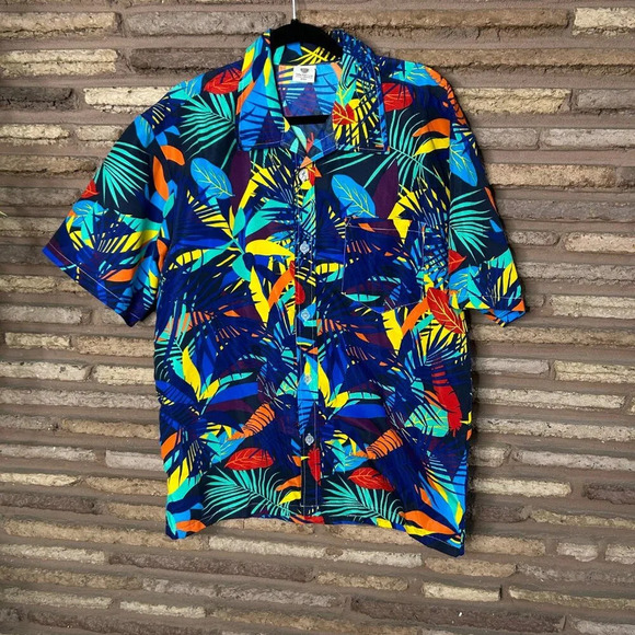 Tailor Pal Love Men's Colorful Hawaiian Tropical Short Sleeve Shirt - Picture 7 of 8